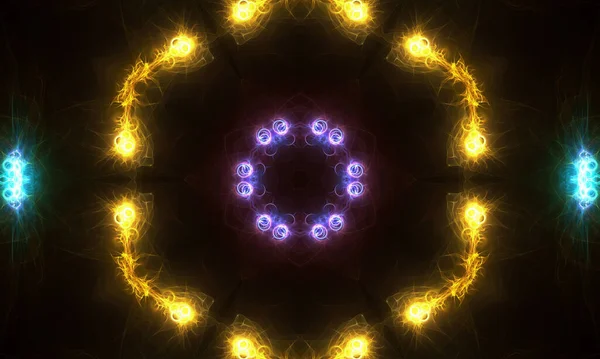 Abstract Fractal Background Lights Mandala — 图库照片