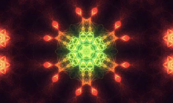Fractal Neon Mystical Star Abstract Kaleidoscope Background Beautiful Shiny Texture — 图库照片