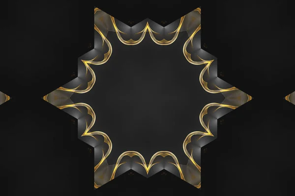 Golden Star Frame Gold Black White Background Rendering —  Fotos de Stock