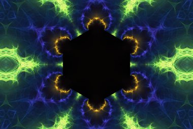 3d rendering abstract fractal art pattern on a black background