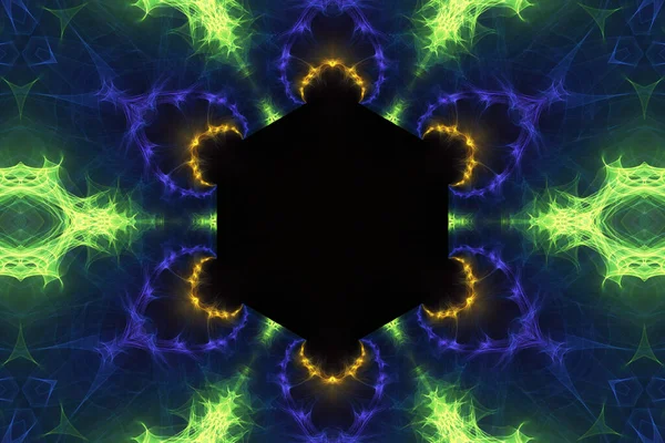 Rendering Abstract Fractal Art Pattern Black Background — 스톡 사진