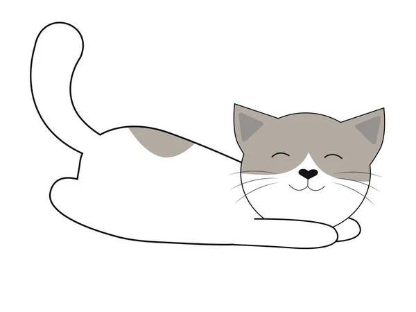 Gray Cat Sleeping Cute Cartoon Character — Stock Vector