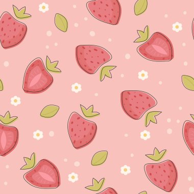 Çilek ve papatya ile kusursuz desen