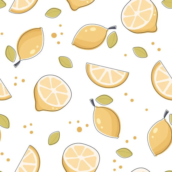 Sömlöst Mönster Med Citron Citron Illustration Platt Stil — Stock vektor