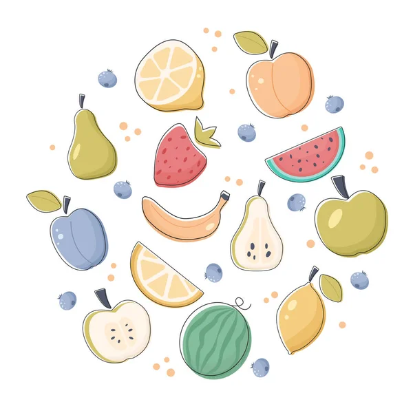 Vector Isolated Fruit Collection — Stock Vector