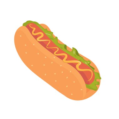 Hot dog vektör illüstrasyonu. Sokak yemeği simgesi