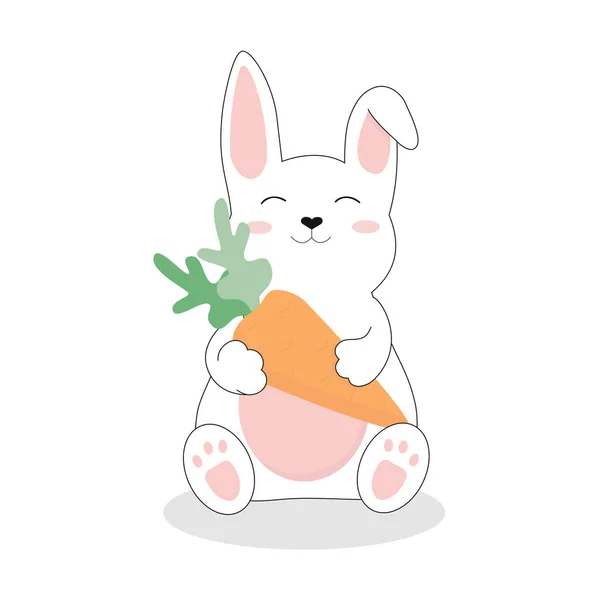 Cartoon Rabbit Carrot Flat Illustration — Stockvektor