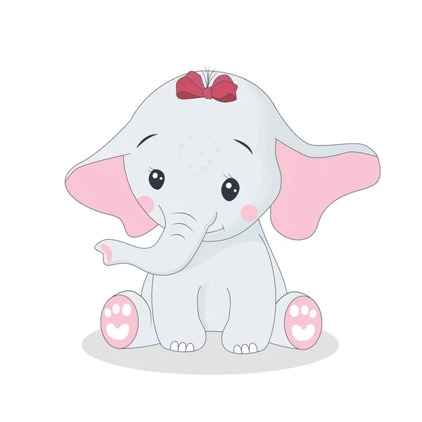 Elefante Bebé Dibujos Animados Aislado Blanco — Archivo Imágenes Vectoriales