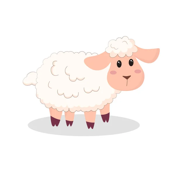 Cartoon Sheep Illustration Flat Farm Animal Lamb — Stock vektor