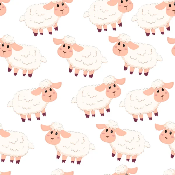 Seamless Pattern Sheeps Cute Vector Illustration — Archivo Imágenes Vectoriales