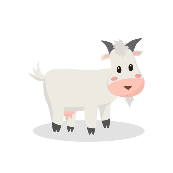Cartoon Goat Character Cute Farm Animal Vector Illustration — Stock Vector