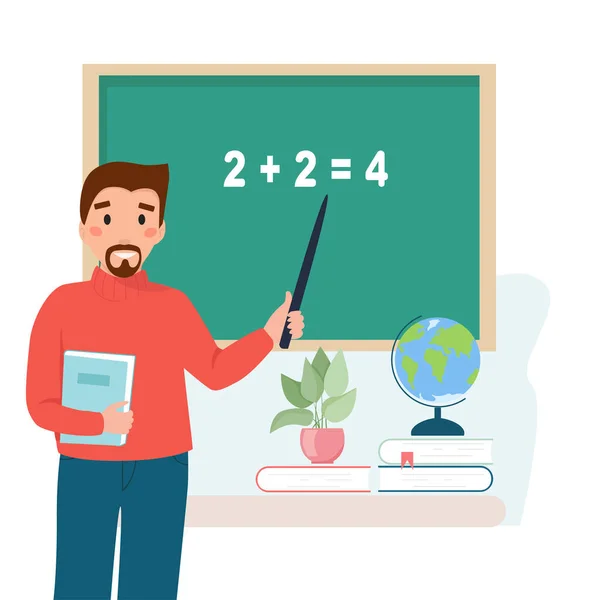 Teacher Man Blackboard Educational Vector Illustration — Stock vektor