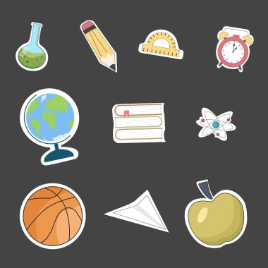 Back to school set. Sticker vector illustration. School icons set