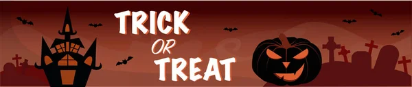 Orange Halloween Banner Graves Bats Scare Pumpkin — Archivo Imágenes Vectoriales