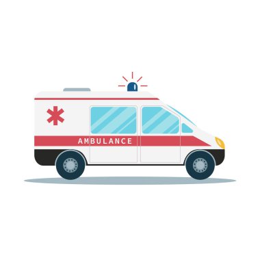 Ambulans aracı vektörü beyaz üzerinde izole edildi