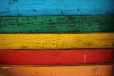 Old bright color painted clinker wall with a horizontal boards texture of the background