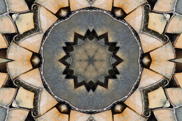 Soyut ahşap geometrik arkaplan dokusu, geometrik şekil şekli, kaleydoskopik mandala