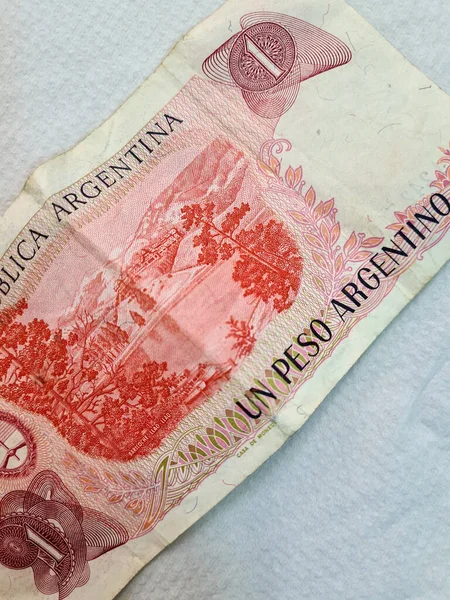 Stary Poza Obiegiem Argentyna Jeden Peso Papierowy Banknot — Zdjęcie stockowe