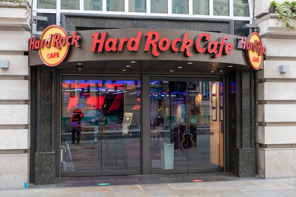 Londres Reino Unido 2021 Signo Nombre Fachada Sucursal Hard Rock — Foto de Stock
