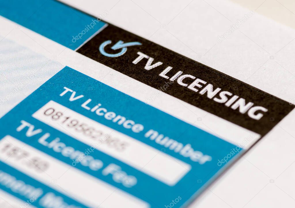 Close up of a British tv licence.