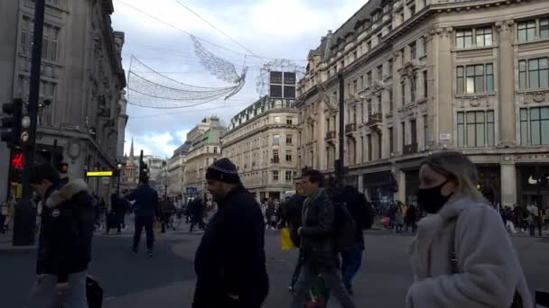 Londýn 2021 Celkový Pohled Oxford Circus Směřující Regent Street Severní — Stock video