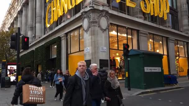 Londres Reino Unido 2021 Vista Exterior Selfridges Oxford Street Con — Vídeos de Stock