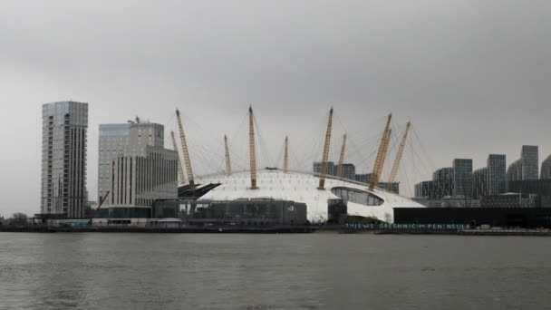 Londyn 2022 Widok Zewnętrzny Czas Upływu Arena Nad Tamizą Greenwich — Wideo stockowe