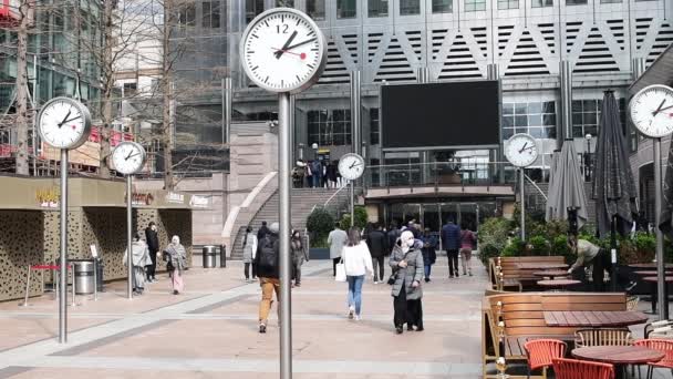 Londen 2022 Een Straat Uitzicht Slow Motion Van Canada Square — Stockvideo