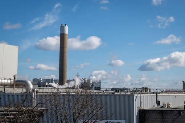 Londres 2022 Humo Contaminación Procedentes Planta Incineración Residuos Sólidos Edmonton — Foto de Stock