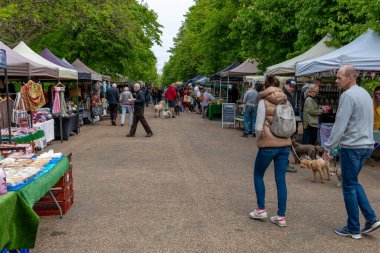London. UK-05.01.2022. A general view of the Farmers Market held on Sundays in Alexandra Palace park showing the stalls and visitors.