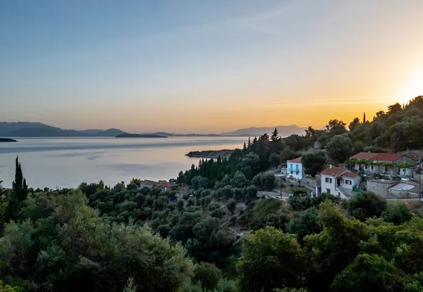 Krásný Východ Slunce Nad Vesnicí Ithace Řecko — Stock fotografie