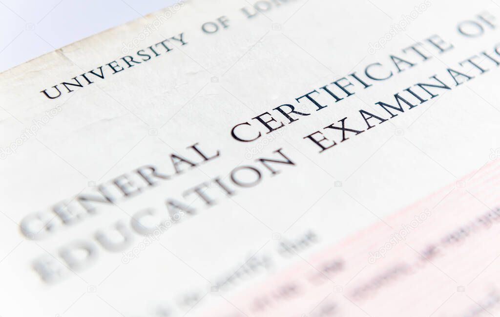 A United Kingdom General Certificate of Education Examination issued for passes of Ordinary and Advance Level studies of Secondary Education.