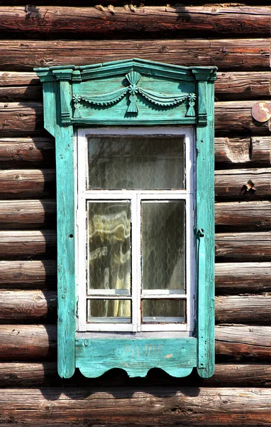 Vintage Holzfenster Spitze Holzarchitektur Von Tomsk — Stockfoto