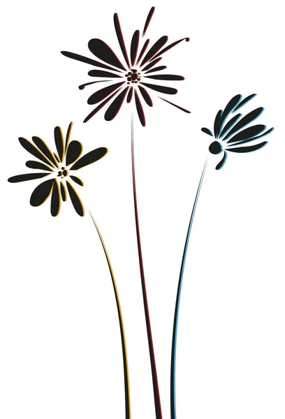 Flores vectoriales sobre fondo blanco. Imagen de contorno de flores — Vector de stock