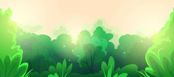 Landschaft Gras Sträucher Vektor Illustration Sonnenlicht Natürlicher Hintergrund — Stockvektor