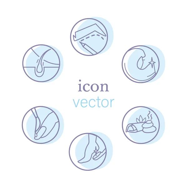 Conjunto de iconos sobre el tema de los procedimientos de spa. Cuidado corporal. .. Iconos vectoriales aislados — Vector de stock