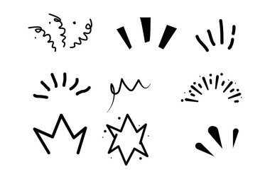 El çizimi çizimi, yoğunlaşmış çizgiler, farkındalık, güneş ışınları, sürprizler. Vektör illüstrasyonu