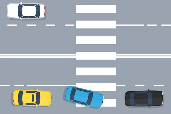 Parcheggio Improprio Sul Marciapiede Illustrazione Vettoriale Top View — Vettoriale Stock