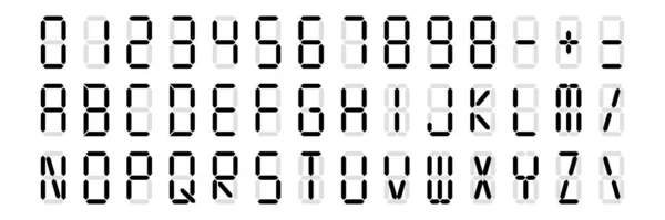 Digitala Nummer Alfabetet Vektoruppsättning Illustration — Stock vektor