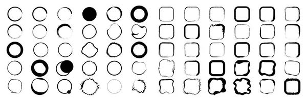 Grunge Cirkel Stora Uppsättning Ikoner Vektorillustration — Stock vektor