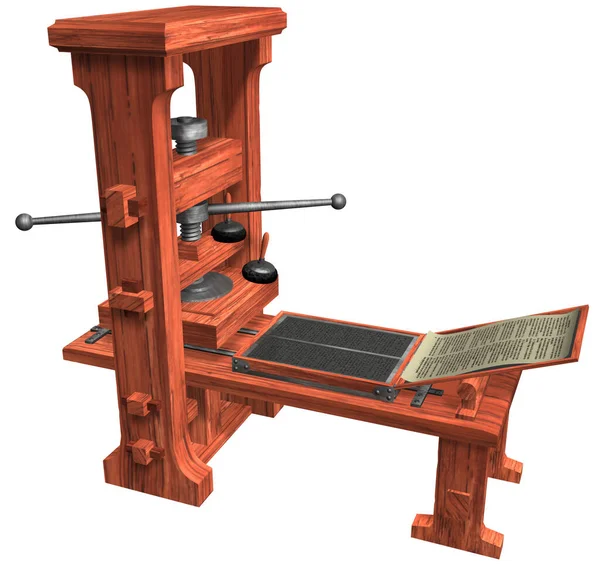 Alman kuyumcu ve mucit Johannes Gutenberg tarafından icat edilen ve üretilen 3D Baskı Baskısı. XV yüzyılının ortasında tahta gövde ve metal hareketli parçalarla.