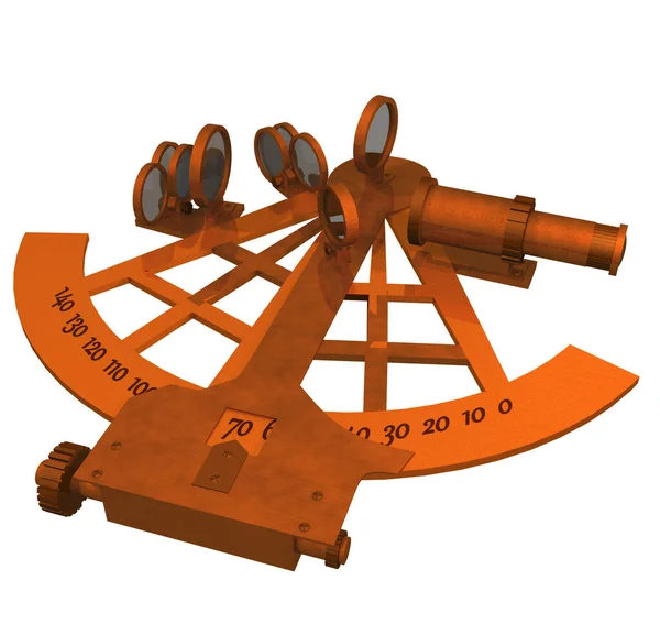 Rendering Illustration Antique Sextant Com Peças Metálicas Móveis Lentes Ajustáveis — Fotografia de Stock