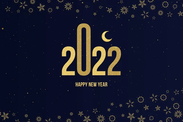 Wenskaart Voor Gelukkig Nieuwjaar Met Gouden Bord 2022 Een Donkere — Stockvector