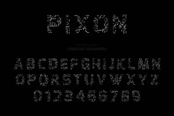 Originele Pixel Lettertype Donkere Kleur Voor Creatief Design Template Platte — Stockvector