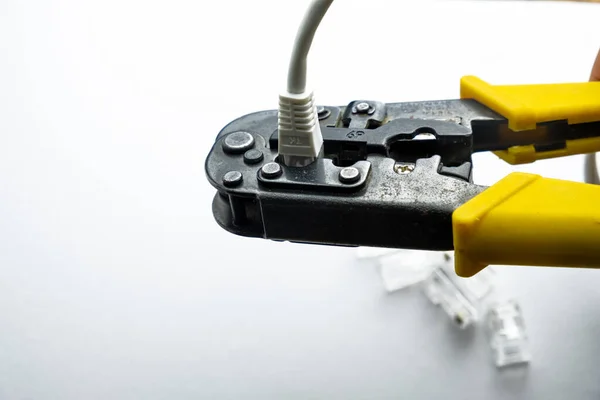 Modular Plug Crimpers White Background Crimper Twisting — 图库照片