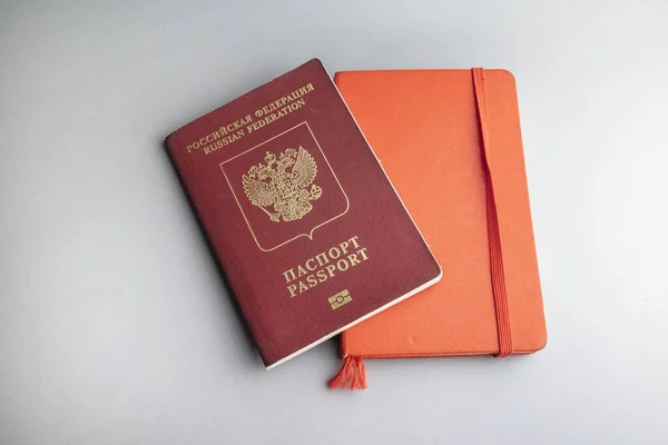 Russian Pasport Red Notebook Grey — стокове фото