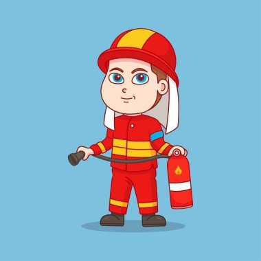İtfaiyeciler yangın söndürücü taşıyor.