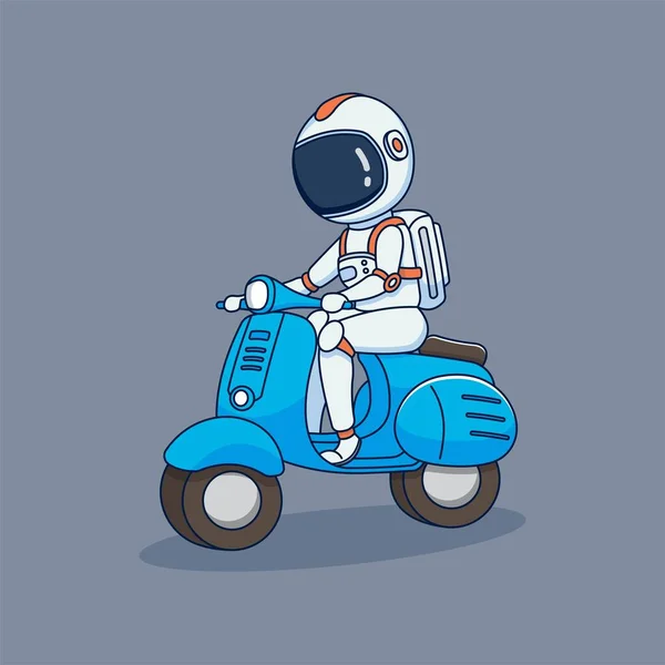 Cute Astronaut Riding Scooter — Stockvektor
