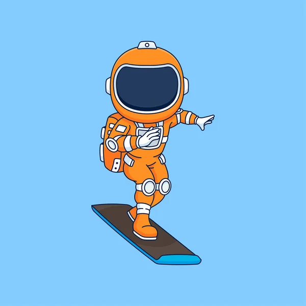 Cute Astronaut Surfing Sky — Stock Vector