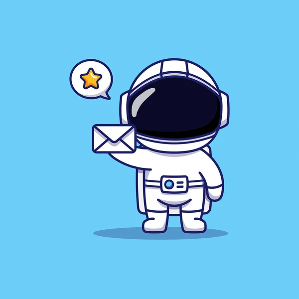 Cute Happy Astronaut Carrying Letter — Stockvektor